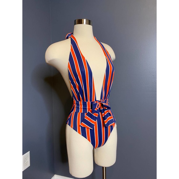 We Wore What x Onia red and blue striped Brooklyn one piece swimsuit, NWT Size S - Picture 5 of 8